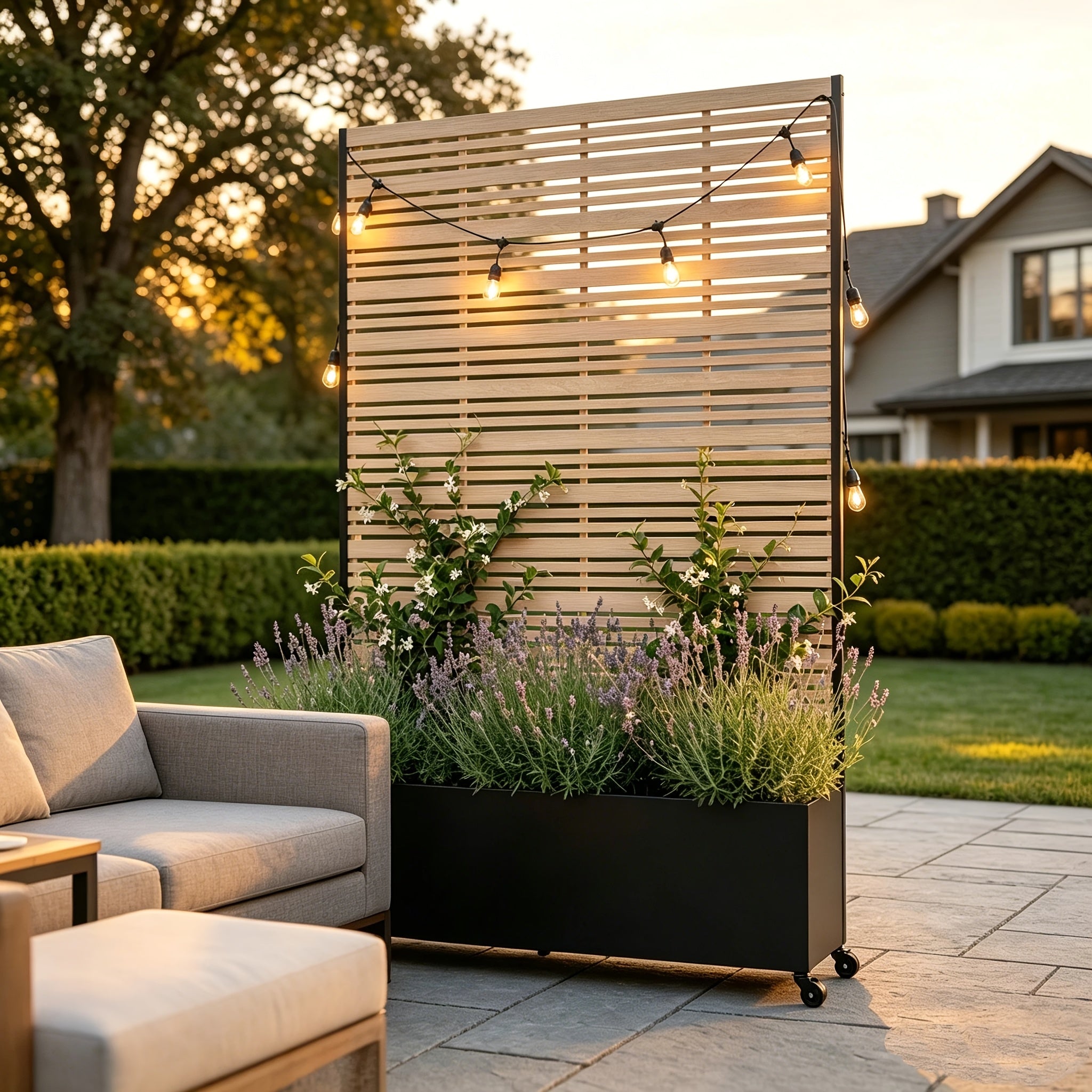 Iron Art Black Planter Box with Climbing Frame (Star 01) 183*120*40cm Thickness 6mm