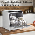 Countertop Dishwasher, No Hookup Needed, 6 Programs, Dual Spray, High-Temp & Air-Dry & Timeing Function, Portable Dishwasher Countertop with 1.32gal Built-in Water Tank, Mini Dishwasher for Home, Apartments, RVs