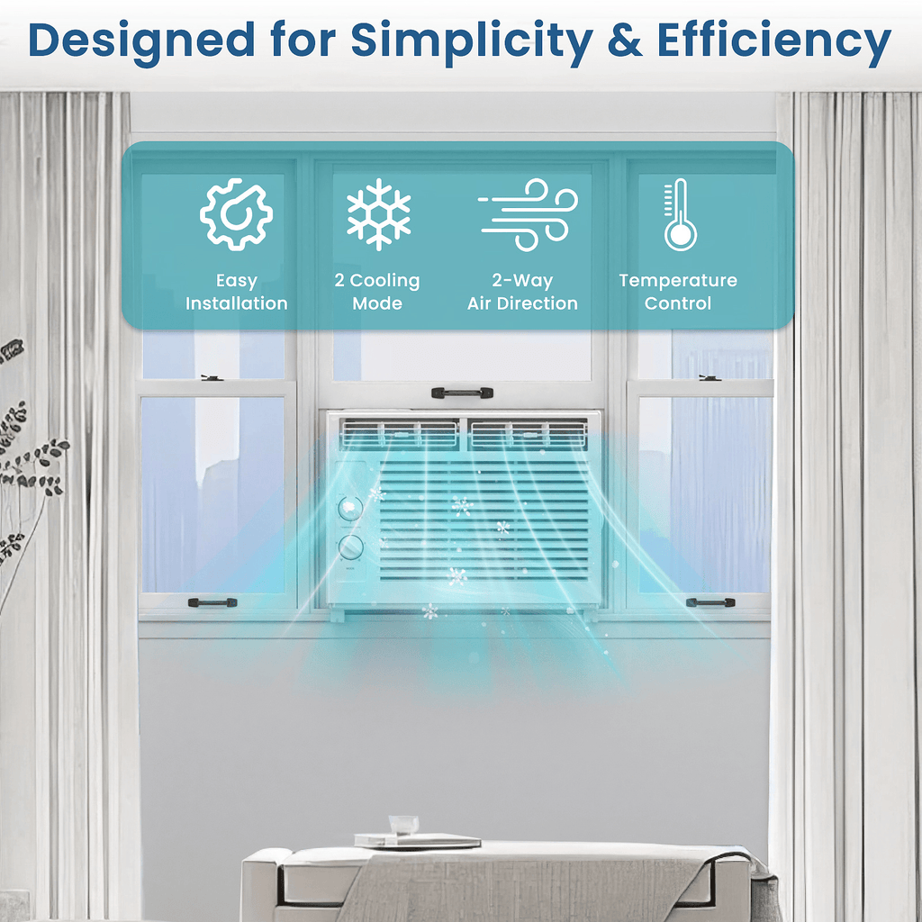 3-in-1 Window Air Conditioner (5,000/10,000 BTU) – Fast Cooling & Dehumidifier with 24H Timer