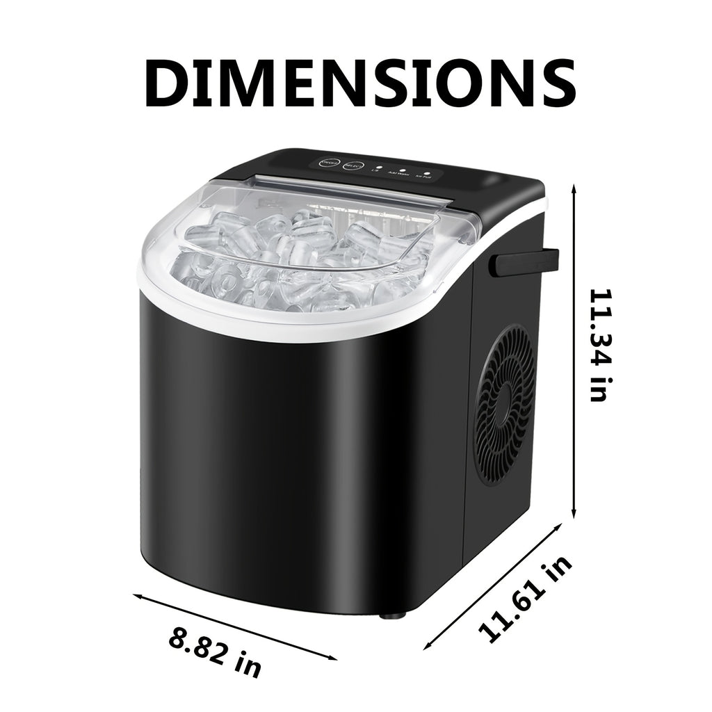 Countertop Ice Maker with Handle, Produces 29 Pounds of Ice in 24 Hours, Makes 9 Ice Cubes in 6 Minutes. Portable Ice Maker Comes with a Basket And Ice Scoop