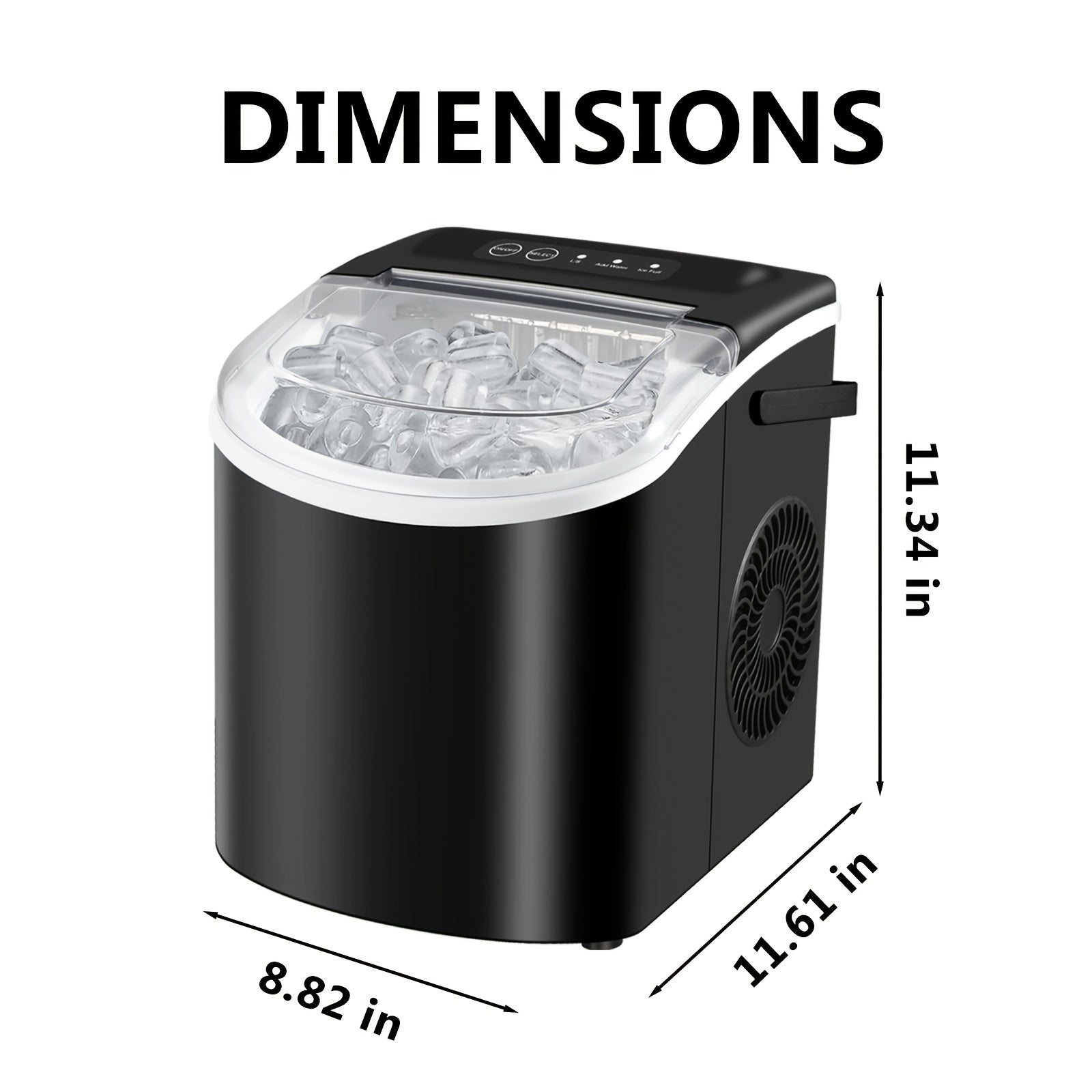 Countertop Ice Maker with Handle, Produces 29 Pounds of Ice in 24 Hours, Makes 9 Ice Cubes in 6 Minutes. Portable Ice Maker Comes with a Basket And Ice Scoop