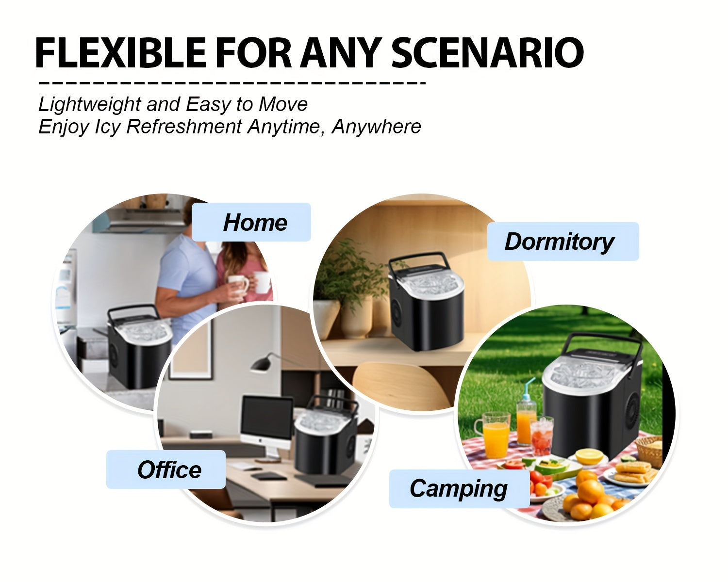 Countertop Ice Maker with Handle, Produces 29 Pounds of Ice in 24 Hours, Makes 9 Ice Cubes in 6 Minutes. Portable Ice Maker Comes with a Basket And Ice Scoop