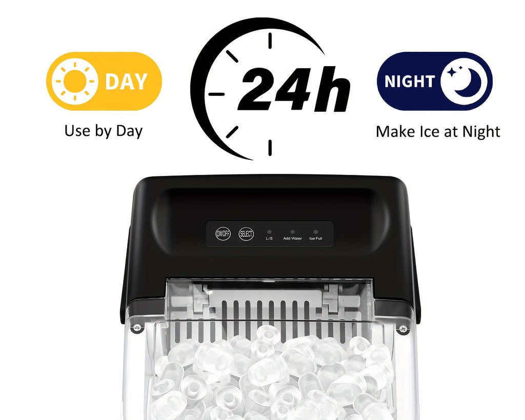Countertop Ice Maker with Handle, Produces 29 Pounds of Ice in 24 Hours, Makes 9 Ice Cubes in 6 Minutes. Portable Ice Maker Comes with a Basket And Ice Scoop