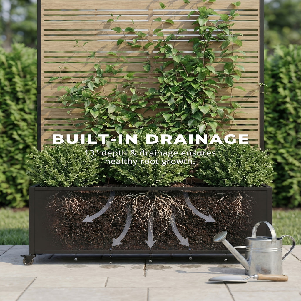 Iron Art Black Planter Box with Climbing Frame (Star 01) 183*120*40cm Thickness 6mm