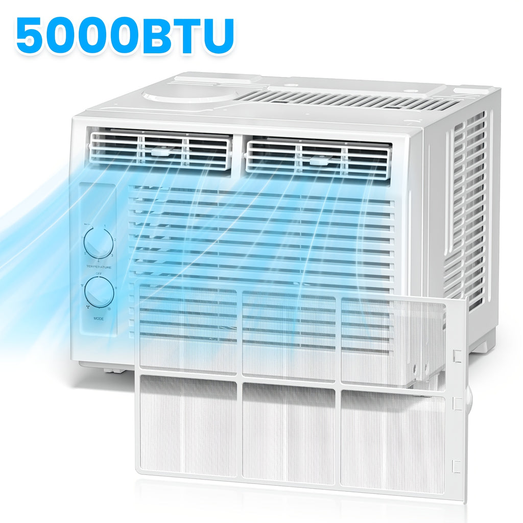 3-in-1 Window Air Conditioner (5,000/10,000 BTU) – Fast Cooling & Dehumidifier with 24H Timer