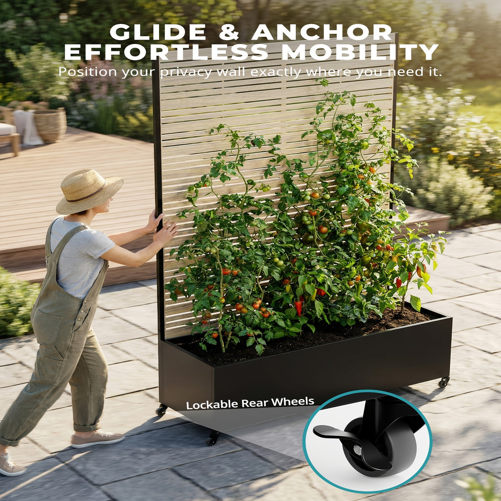 Iron Art Black Planter Box with Climbing Frame (Star 01) 183*120*40cm Thickness 6mm