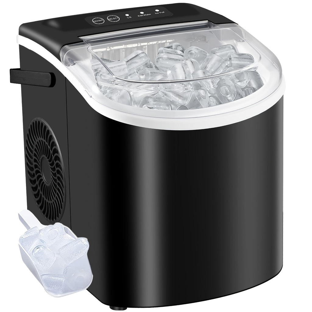 Countertop Ice Maker with Handle, Produces 29 Pounds of Ice in 24 Hours, Makes 9 Ice Cubes in 6 Minutes. Portable Ice Maker Comes with a Basket And Ice Scoop