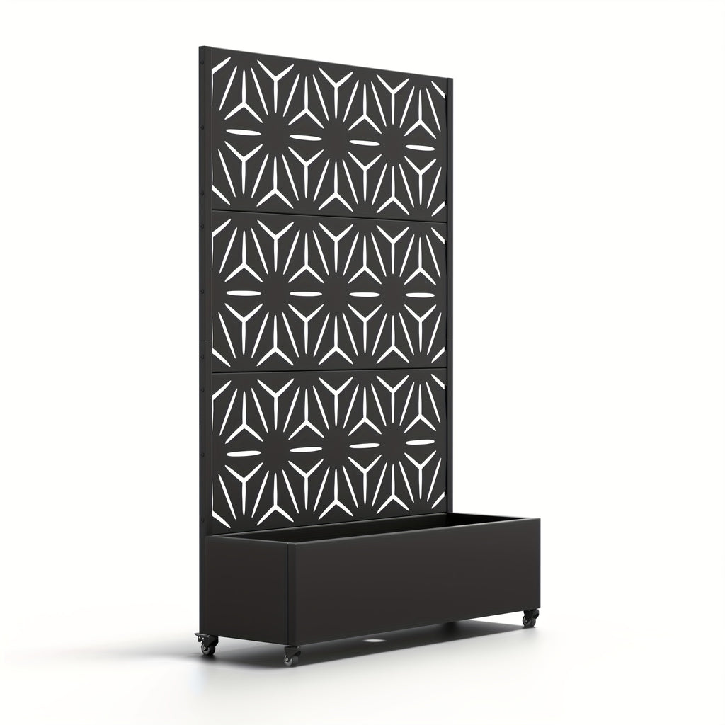 Iron Art Black Planter Box with Climbing Frame (Star 01) 183*120*40cm Thickness 6mm