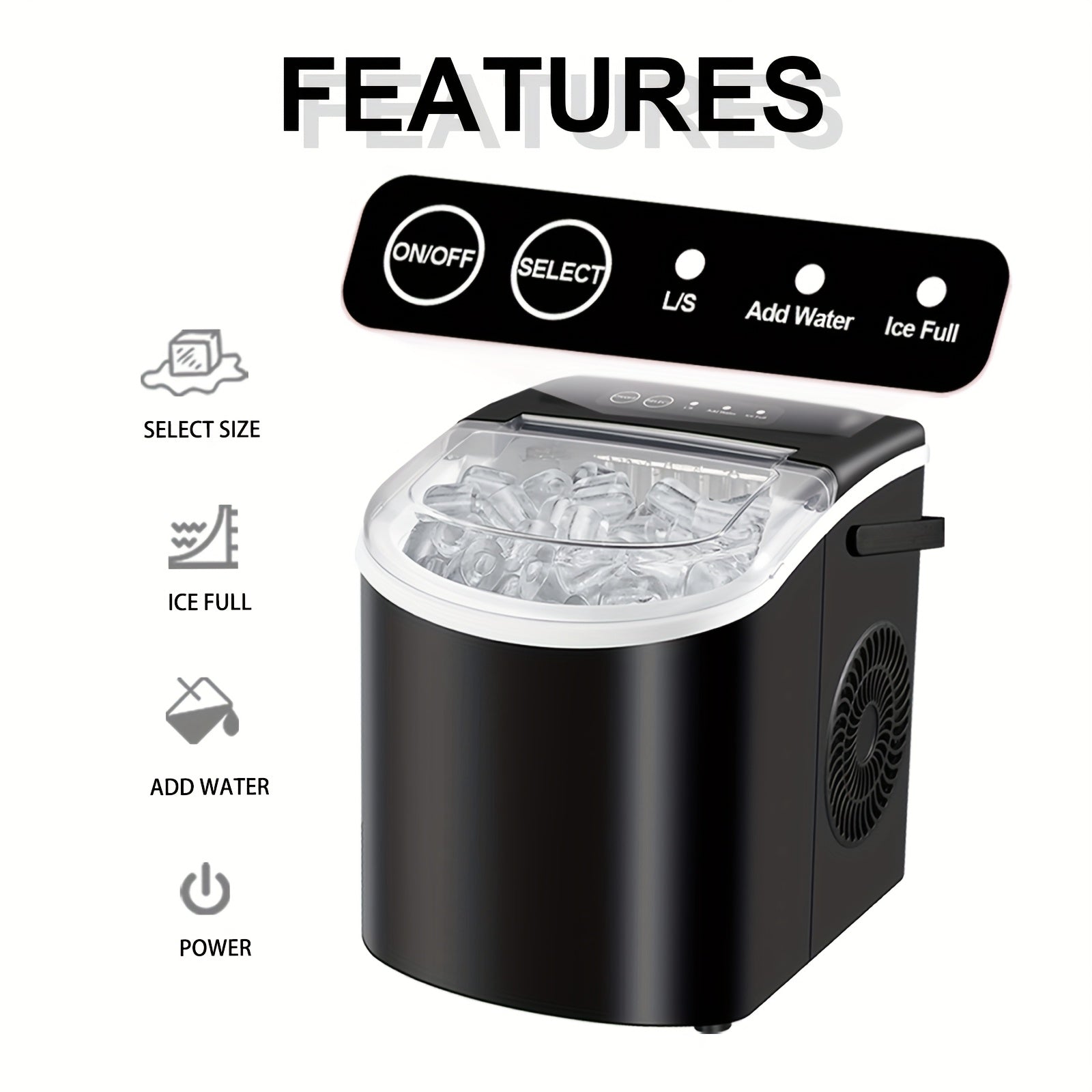 Countertop Ice Maker with Handle, Produces 29 Pounds of Ice in 24 Hours, Makes 9 Ice Cubes in 6 Minutes. Portable Ice Maker Comes with a Basket And Ice Scoop