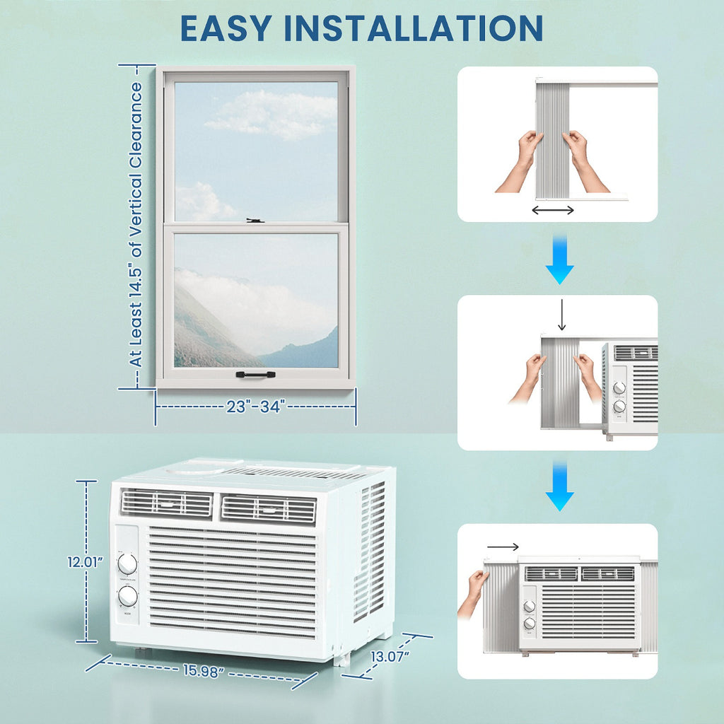 3-in-1 Window Air Conditioner (5,000/10,000 BTU) – Fast Cooling & Dehumidifier with 24H Timer