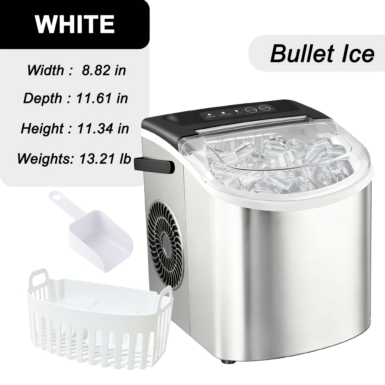 Countertop Ice Maker with Handle, Produces 29 Pounds of Ice in 24 Hours, Makes 9 Ice Cubes in 6 Minutes. Portable Ice Maker Comes with a Basket And Ice Scoop