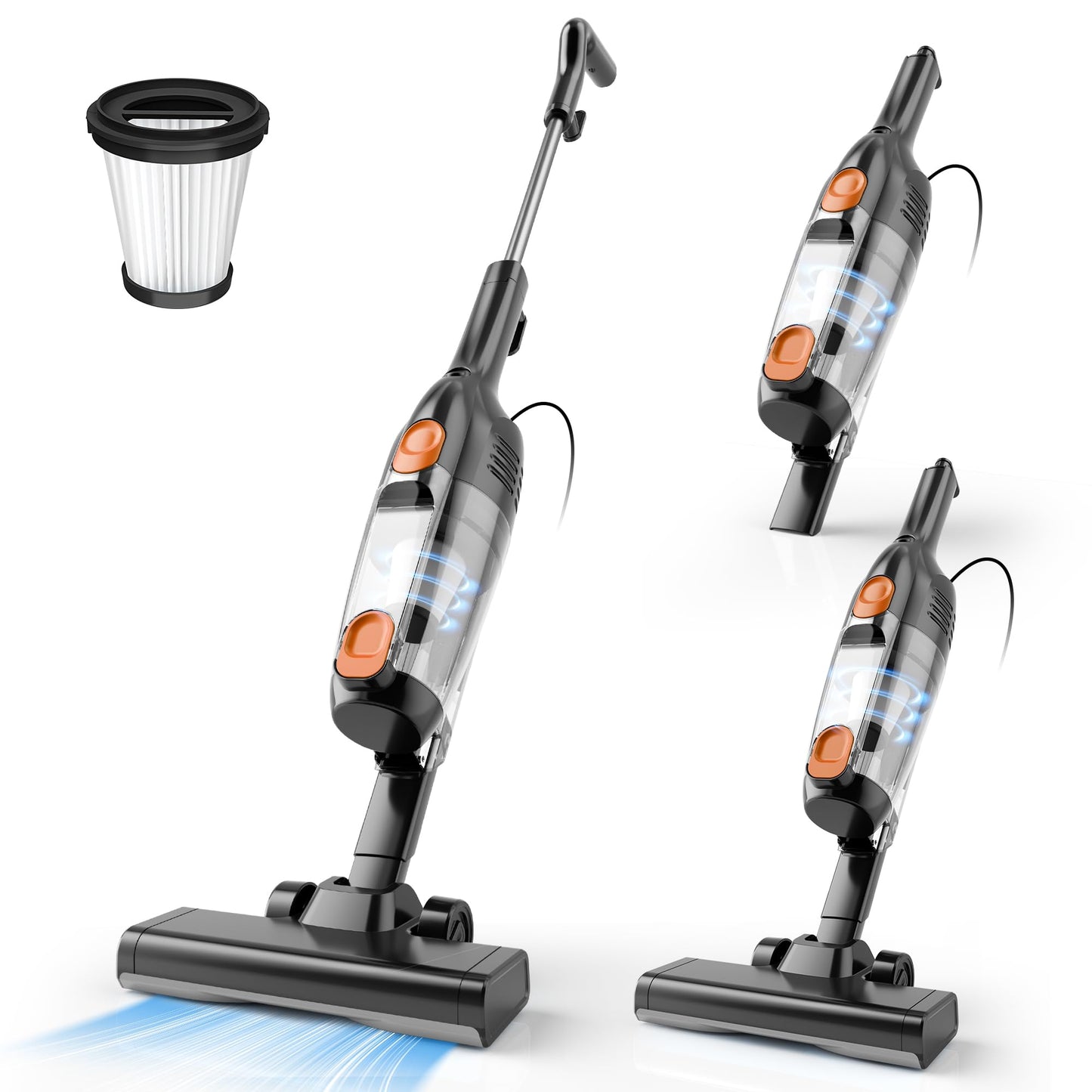 Vazone R6X Corded Stick Vacuum Cleaners for Home, 20Kpa Powerful Suction Stick Vacuum with 16Ft Cord, 2 in 1 Lightweight Handheld Vacuum Cleaner for Hardwood Floor Pet Hair