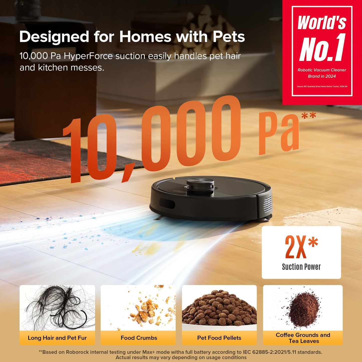 roborock Q7 M5 Robot Vacuum and Mop Combo, 10,000Pa HyperForce Suction, Robotic Vacuum Cleaner, Dual Anti-Tangle System, APP-Controlled Mopping, LiDAR Navigation, for Pet Hair and Carpet, Black