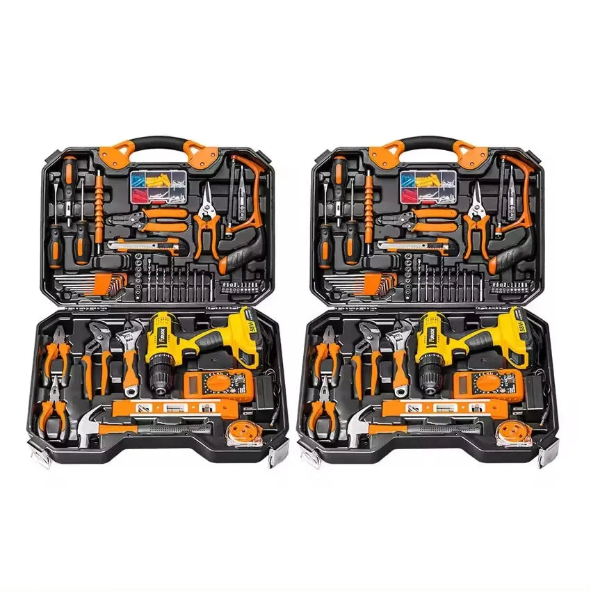China Factory Household Tools 120 Pieces Portable Electric Drill Tool Set Woodworking Multifunctional Hardware Tool Cordless Set