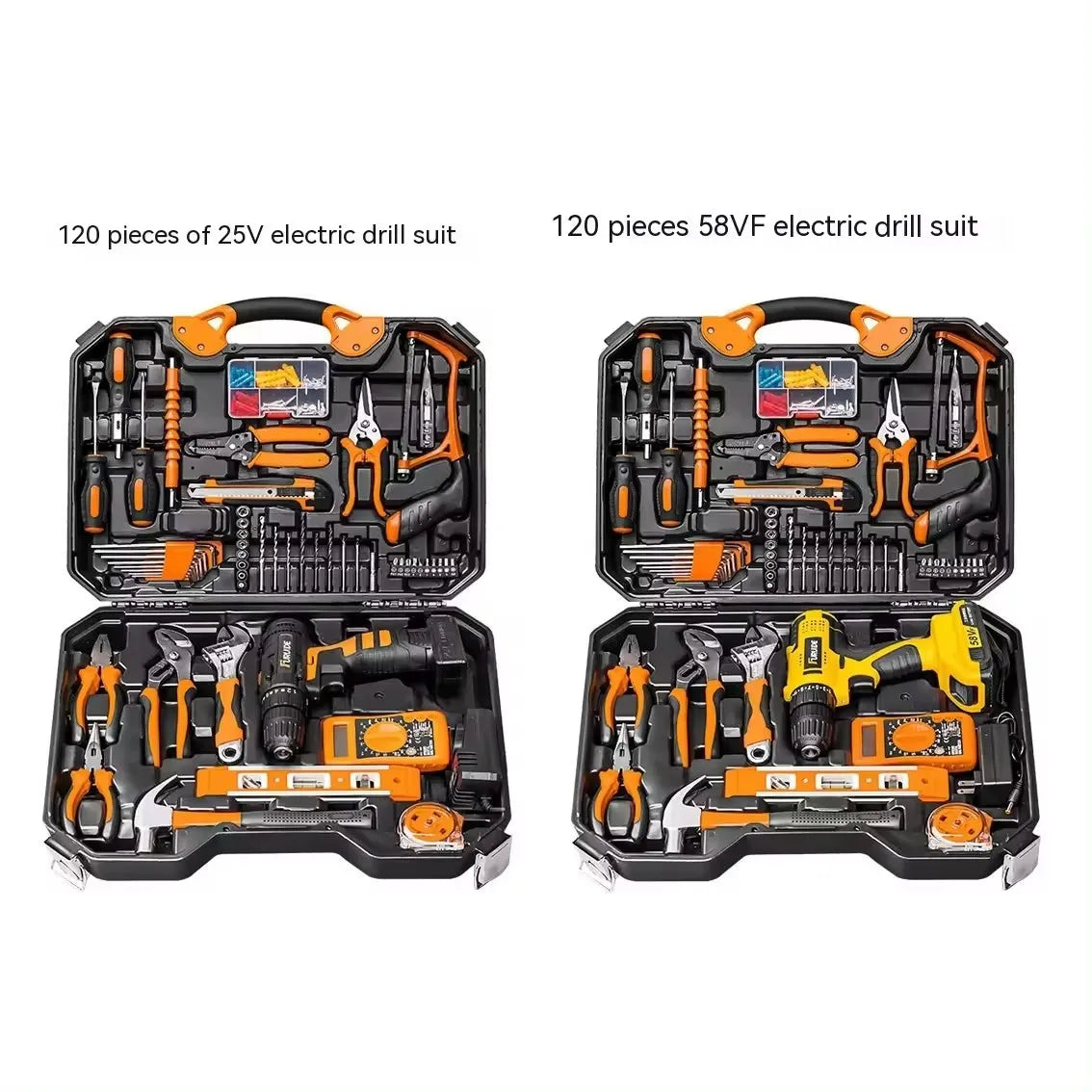 China Factory Household Tools 120 Pieces Portable Electric Drill Tool Set Woodworking Multifunctional Hardware Tool Cordless Set