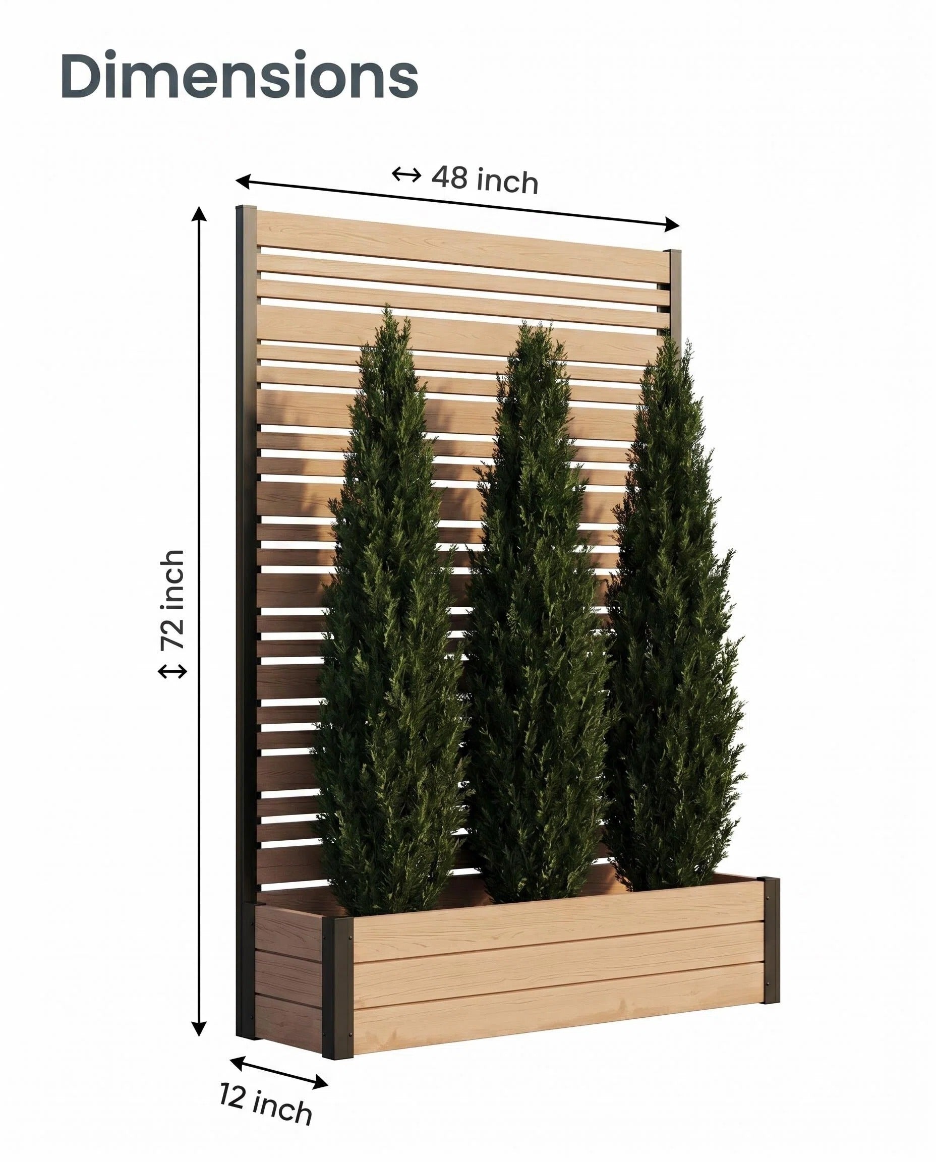 6ft Wood & Metal Privacy Planter with Trellis
