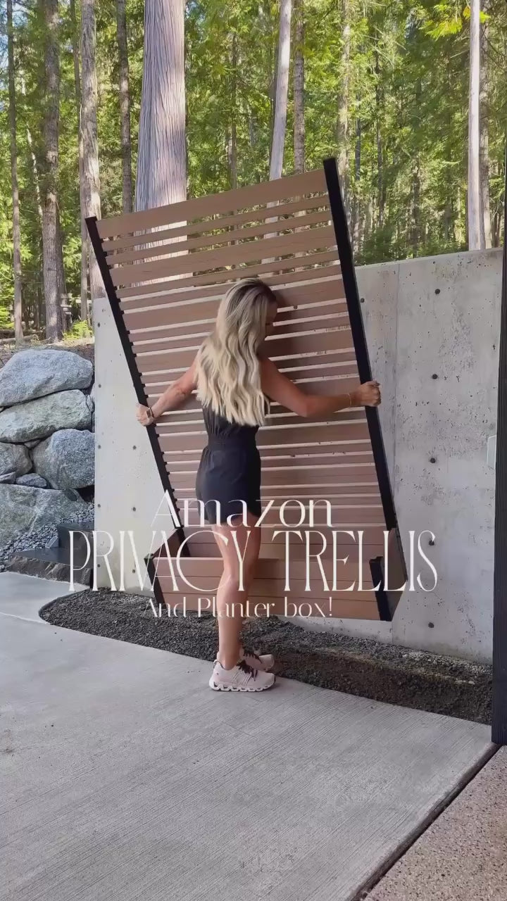 6ft Wood & Metal Privacy Planter with Trellis