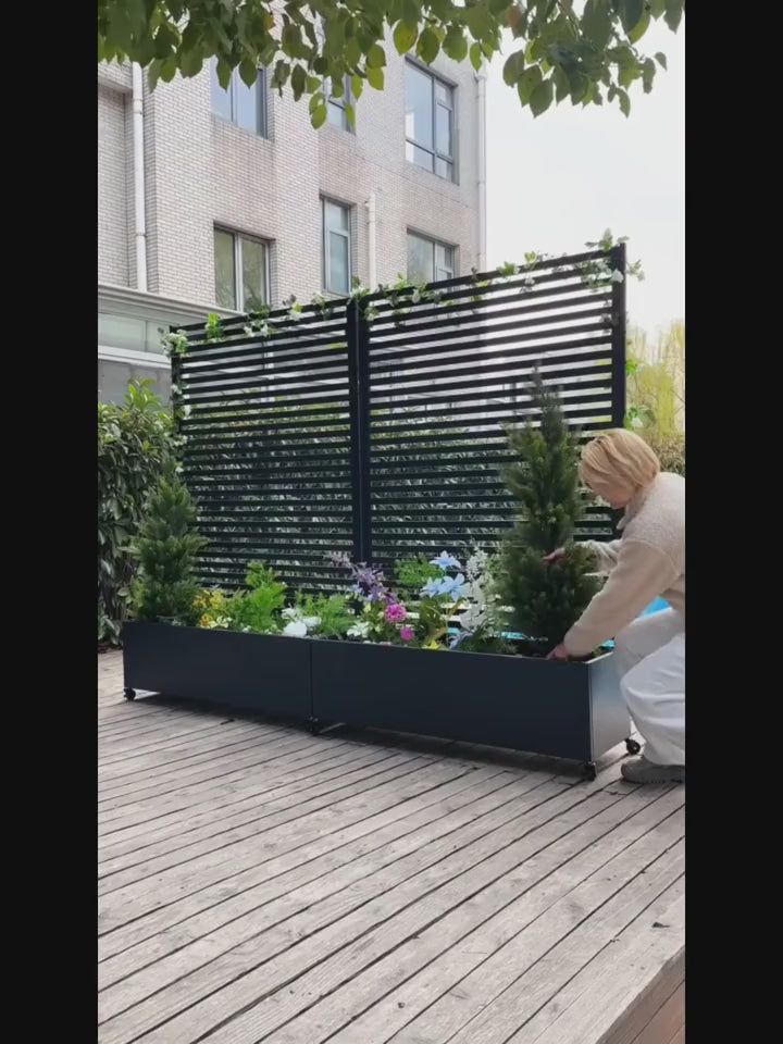 Iron Art Black Planter Box with Climbing Frame (Star 01) 183*120*40cm Thickness 6mm