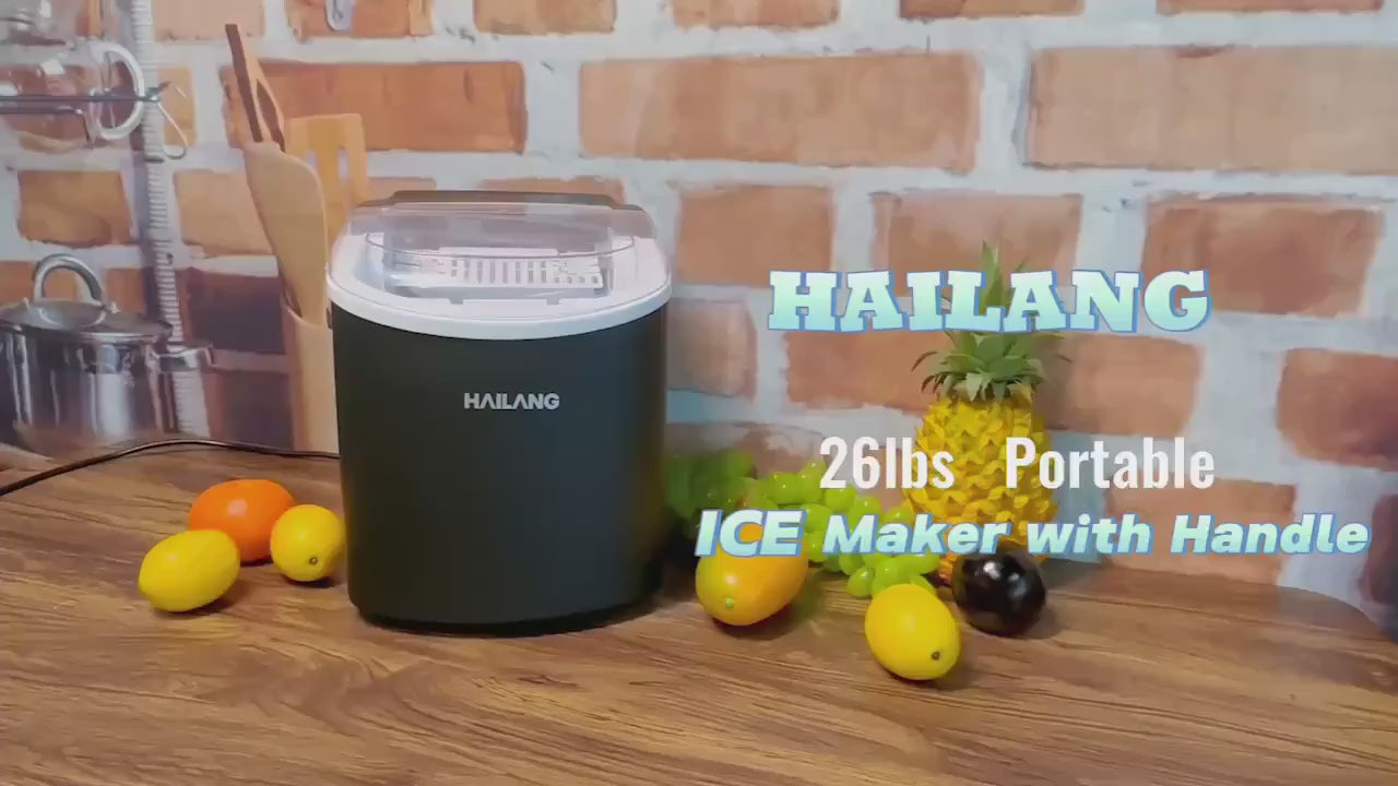 Countertop Ice Maker with Handle, Produces 29 Pounds of Ice in 24 Hours, Makes 9 Ice Cubes in 6 Minutes. Portable Ice Maker Comes with a Basket And Ice Scoop